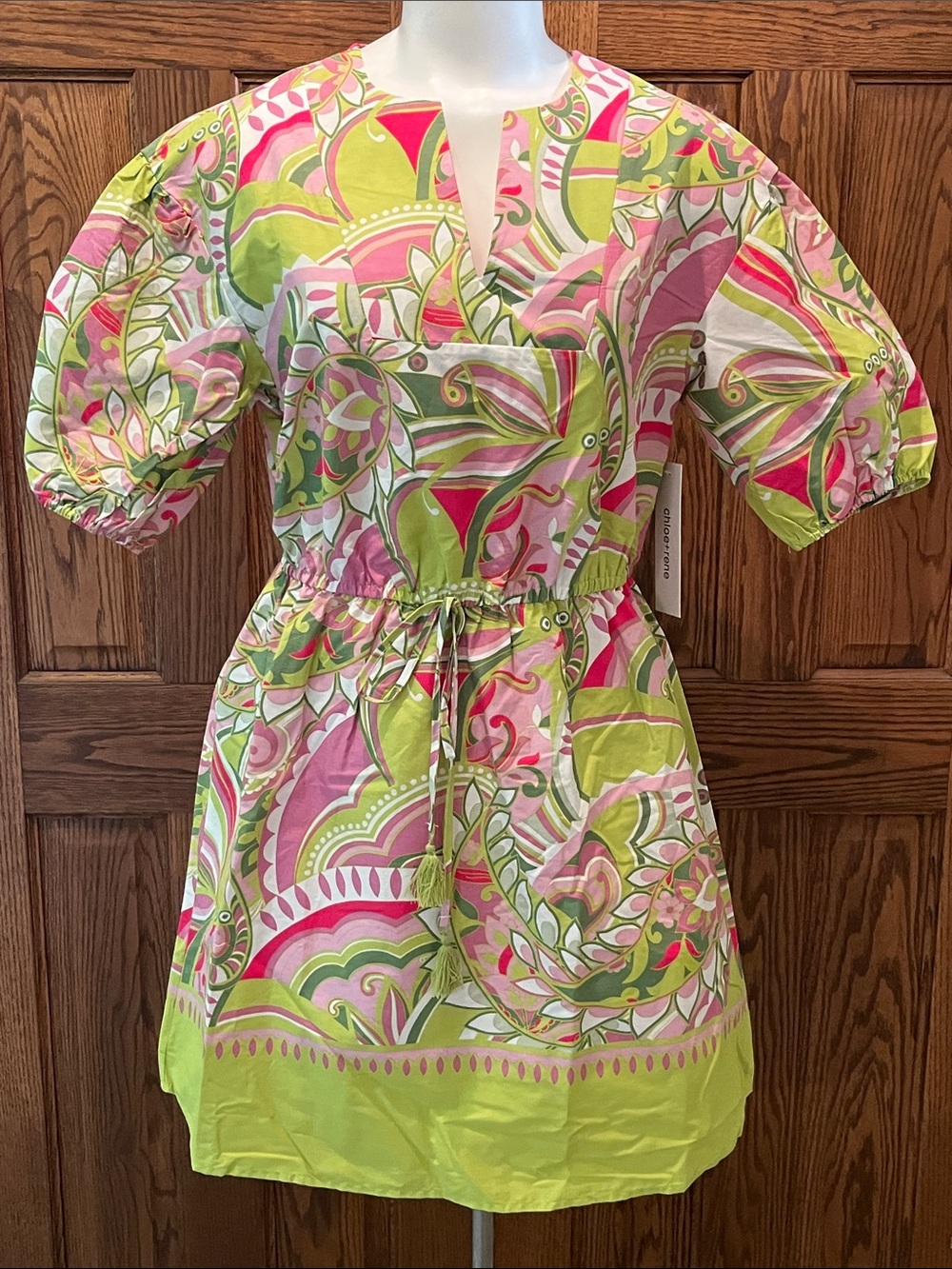 NWT Chloe+Rene vibrant paisley cotton dress M